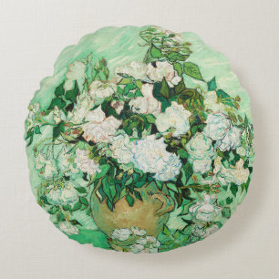 Vase mit rosa Rosen, Vincent Van Gogh Rundes Kissen