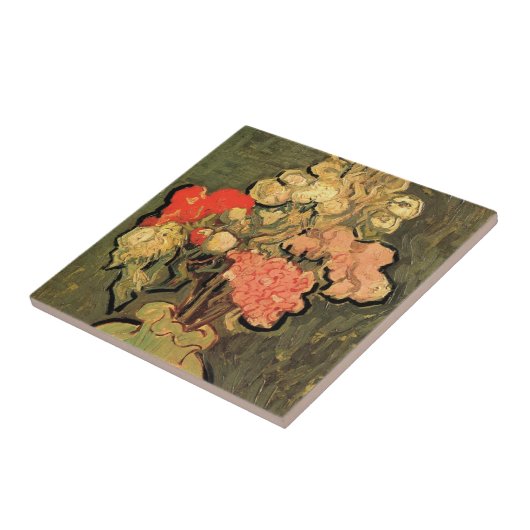 Vase mit Rose Mallows von Vincent van Gogh Fliese (Seite)