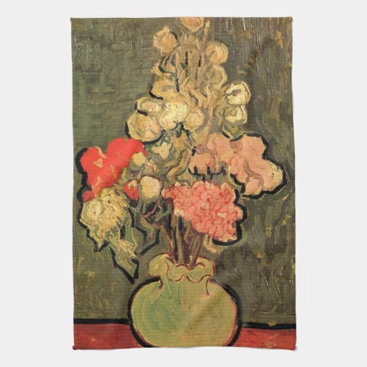 Vase mit Rose Mallows von Vincent van Gogh Geschirrtuch (Vertikal)