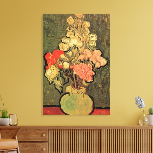 Vase mit Rose Mallows von Vincent van Gogh Leinwanddruck (Insitu (Wohnzimmer))