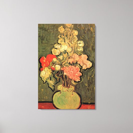 Vase mit Rose Mallows von Vincent van Gogh Leinwanddruck (Vorderseite)