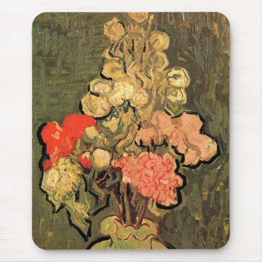 Vase mit Rose Mallows von Vincent van Gogh Mousepad (Vorne)