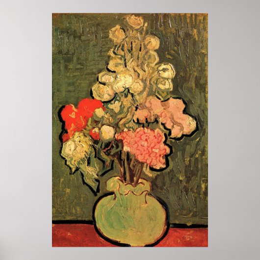 Vase mit Rose Mallows von Vincent van Gogh Poster (Vorne)