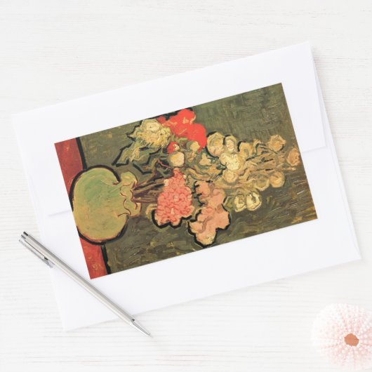 Vase mit Rose Mallows von Vincent van Gogh Rechteckiger Aufkleber (Umschlag)