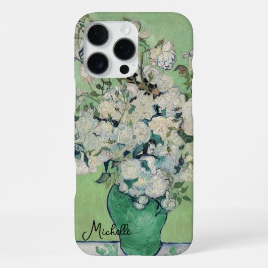 Vase mit Rose Monogramm Van Gogh iPhone Hülle (Rückseite)