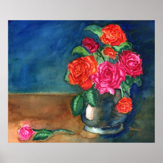 Vase mit Rose Poster (Vorne)