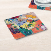 Vase mit Rose und Anemonen, Van Gogh Rechteckiger Pappuntersetzer (angewinkelt)