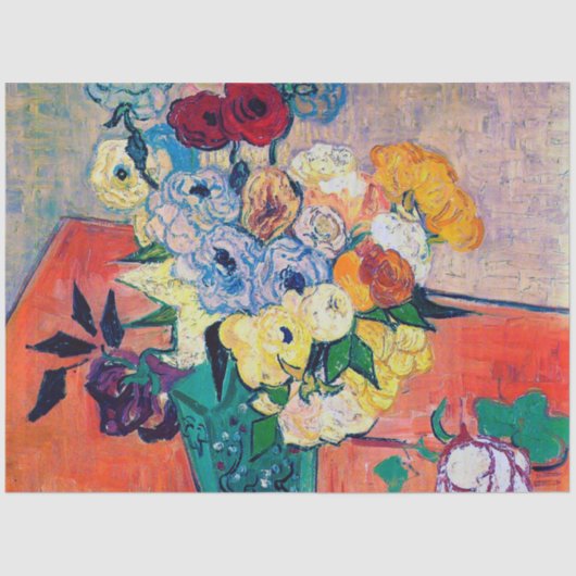 Vase mit Rose und Anemonen, Van Gogh Seidenpapier (Vorderseite)