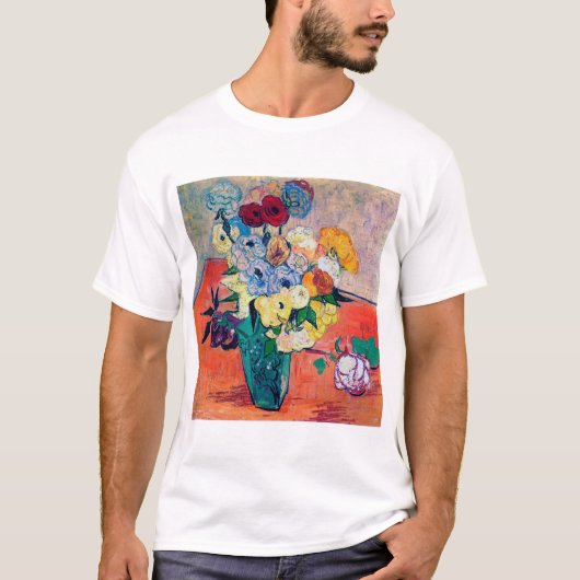 Vase mit Rose und Anemonen, Van Gogh T-Shirt (Vorderseite)