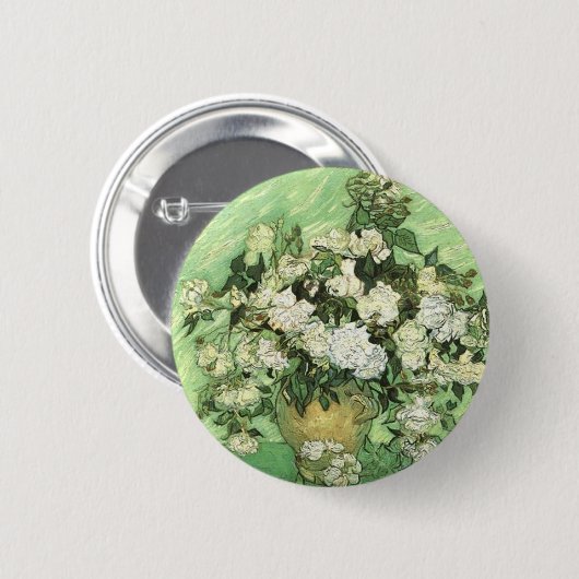 Vase mit Rose - Van Gogh Button (Vorne & Hinten)