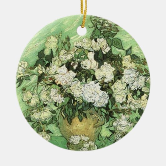 Vase mit Rose von van Gogh Keramik Ornament (Vorne)