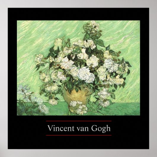Vase mit Rose von van Gogh Poster Print (Vorne)