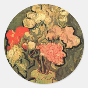Vase mit Rosen-Mallows von Vincent van Gogh Runder Aufkleber