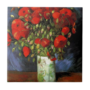Vase mit roten Mohnblumen Vincent van Gogh Fliese