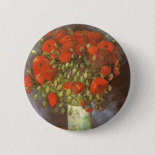 Vase mit roten Mohnblumen von Vincent van Gogh Button