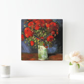 Vase mit Roten Pfefferlingen von Vincent Van Gogh Quadratische Wanduhr (Zuhause)