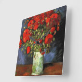 Vase mit Roten Pfefferlingen von Vincent Van Gogh Quadratische Wanduhr (Winkel)