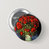 Vase mit roten Pflücken von Vincent van Gogh Button (Vorne & Hinten)