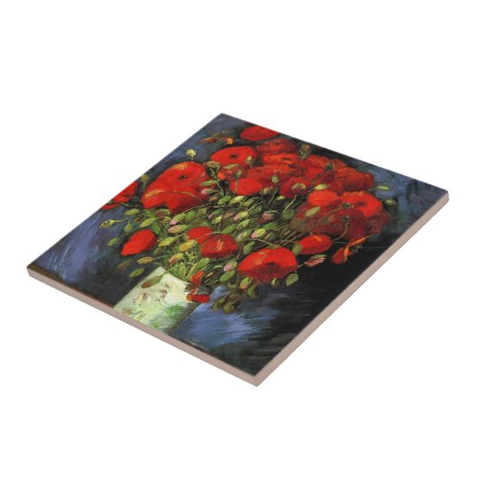Vase mit roten Pflücken von Vincent van Gogh Fliese (Seite)