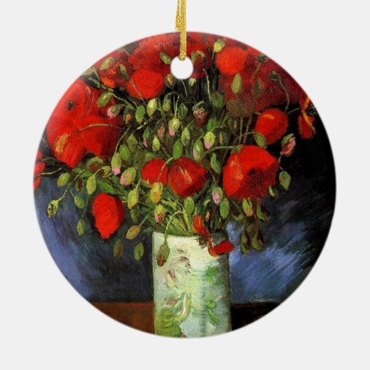 Vase mit roten Poppies | Vincent van Gogh Keramik Ornament (Hinten)