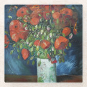 Vase mit roten Poppies Vincent van Gogh Square Glasuntersetzer (Vorderseite)