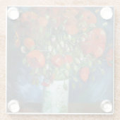 Vase mit roten Poppies Vincent van Gogh Square Glasuntersetzer (Rückseite)