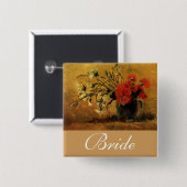 Vase mit roten und weißen Nelken, van Gogh Button (Vorne & Hinten)