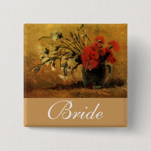 Vase mit roten und weißen Nelken, van Gogh Button (Vorderseite)