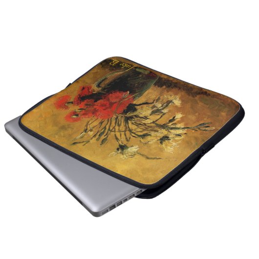 Vase mit roten und weißen Nelken, van Gogh Laptopschutzhülle (Vorne Knopf)