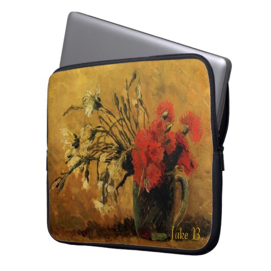 Vase mit roten und weißen Nelken, van Gogh Laptopschutzhülle (Vorderseite Links)