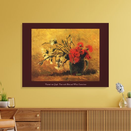 Vase mit roten und weißen Nelken, van Gogh Leinwanddruck (Insitu (Wohnzimmer))