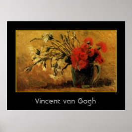 Vase mit roten und weißen Nelken, van Gogh Poster
