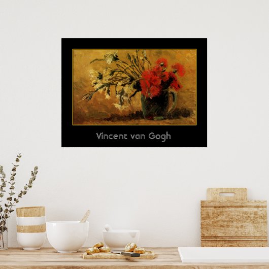Vase mit roten und weißen Nelken, van Gogh Poster (Küche)