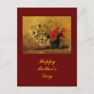 Vase mit roten und weißen Nelken, van Gogh Postkarte