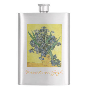 Vase mit Schwertlilien auf gelbem Hintergrund, Van Flachmann