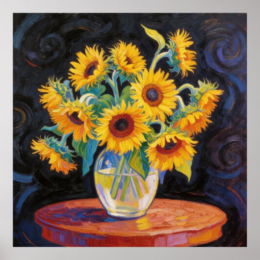 Vase mit Sonnenblumen nach Van Gogh Poster (Vorne)