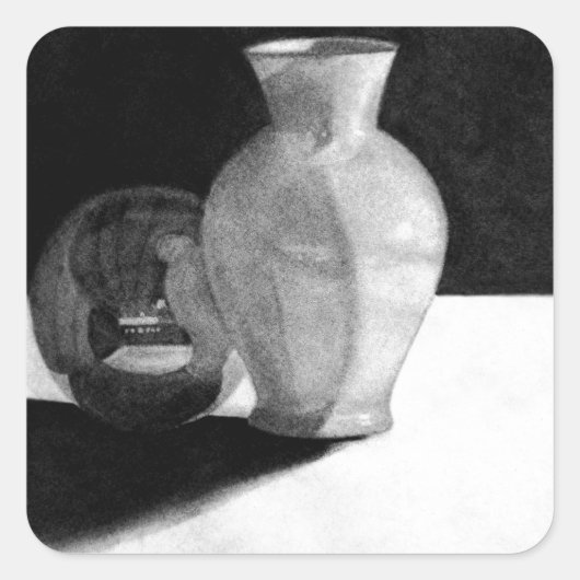 Vase mit Sphere Quadratischer Aufkleber (Vorderseite)