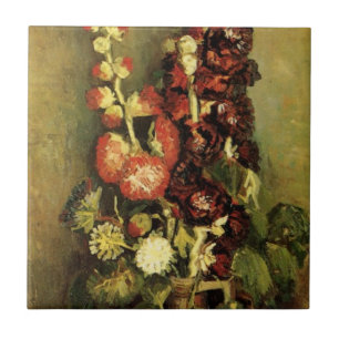 Vase mit Stockrosen von Vincent van Gogh Fliese