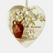 Vase mit weißen Rosen Vintage Aquarellverzierung Keramikornament (Rechts)