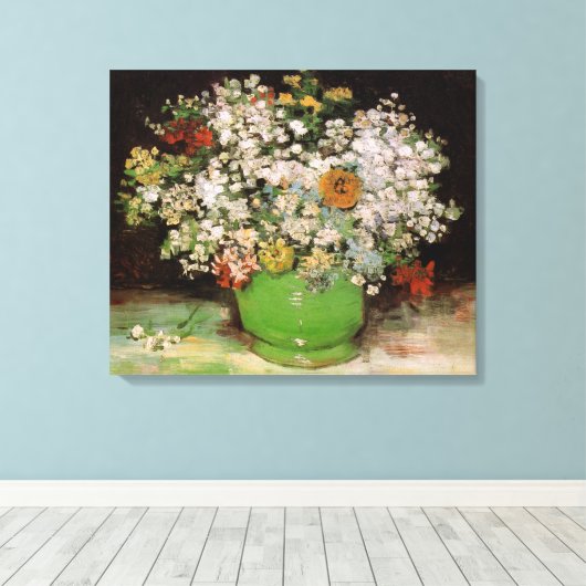 Vase mit Zinnia-Blume von Vincent van Gogh Leinwanddruck (Insitu (Holzboden))