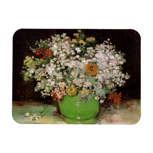 Vase mit Zinnia-Blume von Vincent van Gogh Magnet (Horizontal)