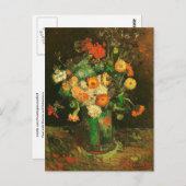 Vase mit Zinnias & Geraniums Van Gogh Fine Art Postkarte (Vorne/Hinten)
