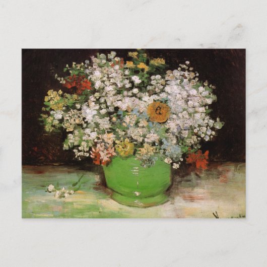 Vase mit Zinnias und anderen Blume von Van Gogh Postkarte (Vorderseite)