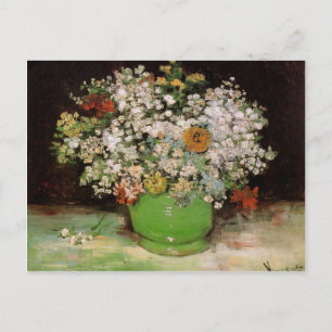 Vase mit Zinnias und anderen Blumen Postkarte