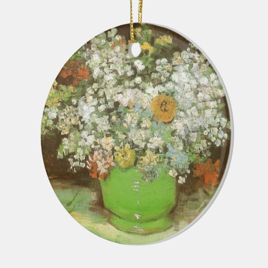 Vase mit Zinnias und Blume von Vincent van Gogh Keramik Ornament (Links)