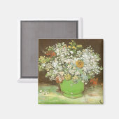 Vase mit Zinnias und Blume von Vincent van Gogh Magnet (Vorderseite/Rückseite)