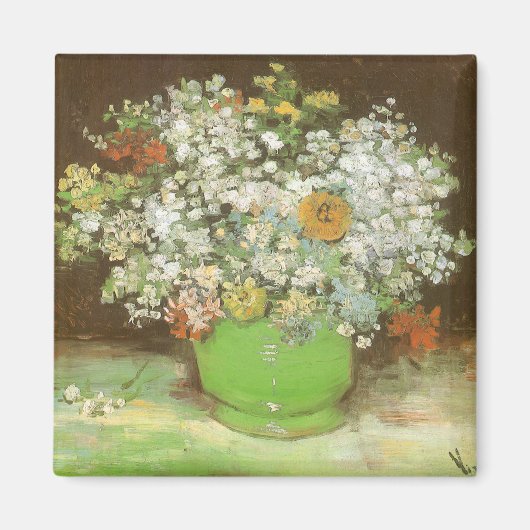Vase mit Zinnias und Blume von Vincent van Gogh Magnet (Vorne)