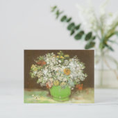 Vase mit Zinnias und Blume von Vincent van Gogh Postkarte (Stehend Vorderseite)