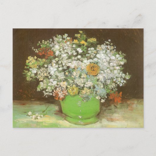 Vase mit Zinnias und Blume von Vincent van Gogh Postkarte (Vorderseite)