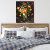 Vase mit Zinnias und Geranien, Vincent van Gogh Leinwanddruck (Insitu (Schlafzimmer))